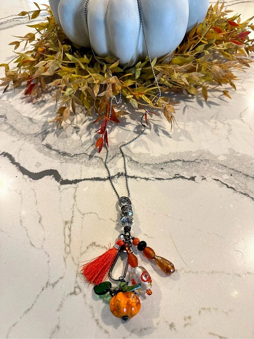 One-of-a-kind Pumpkin Charm Pendant Necklace